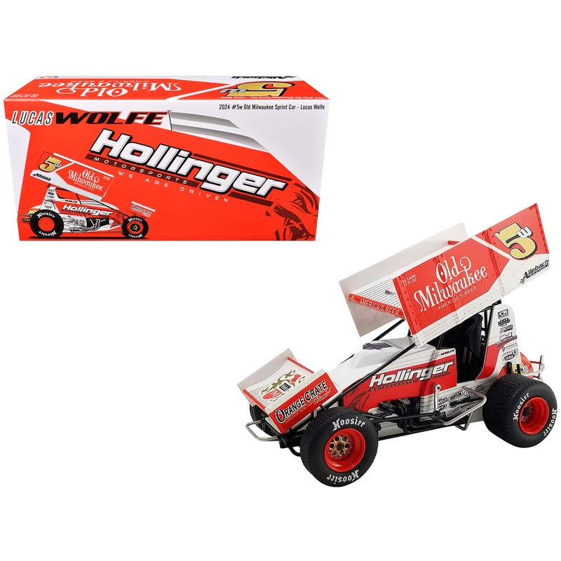 Winged Sprint Car #5W Lucas Wolfe "Old Milwaukee" Allebach Racing "World of Outlaws" (2024) 1/18 Diecast Model Car by ACME