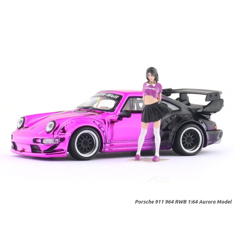 Porsche 911 964 RWB with figure 1:64 Aurora Model diecast scale model car miniature