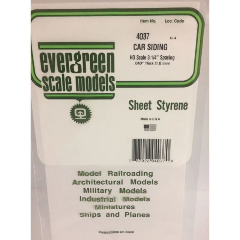 Evergreen 4037 .037" Passenger Car Siding