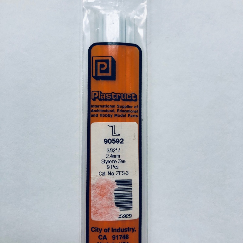 Plastruct 90592 Styrene Zee 3/32"x 10" (9)