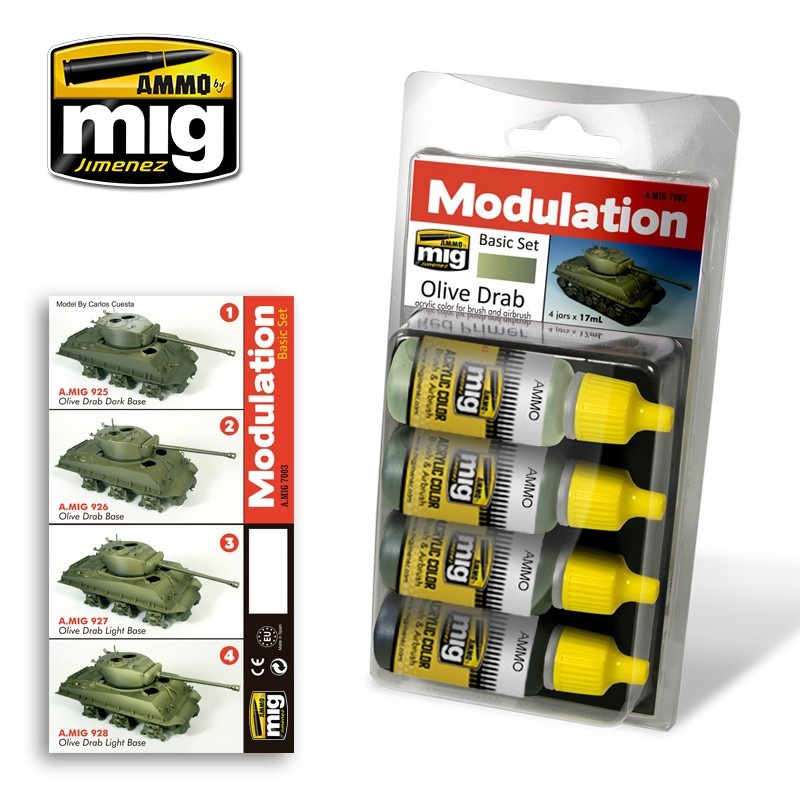 Ammo by Mig AMIG7003 Modulation Basic  Set Olive Drab
