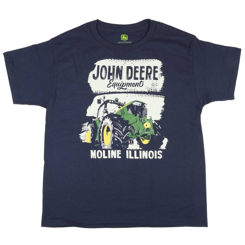 Youth John Deere Equipment Navy Blue Short Sleeve T-Shirt Large