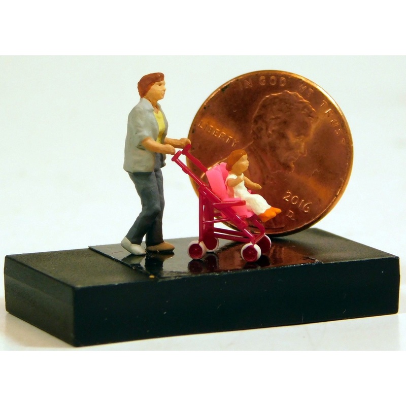 Preiser 1/87 HO Woman With Buggy Stroller Figure Set 28079