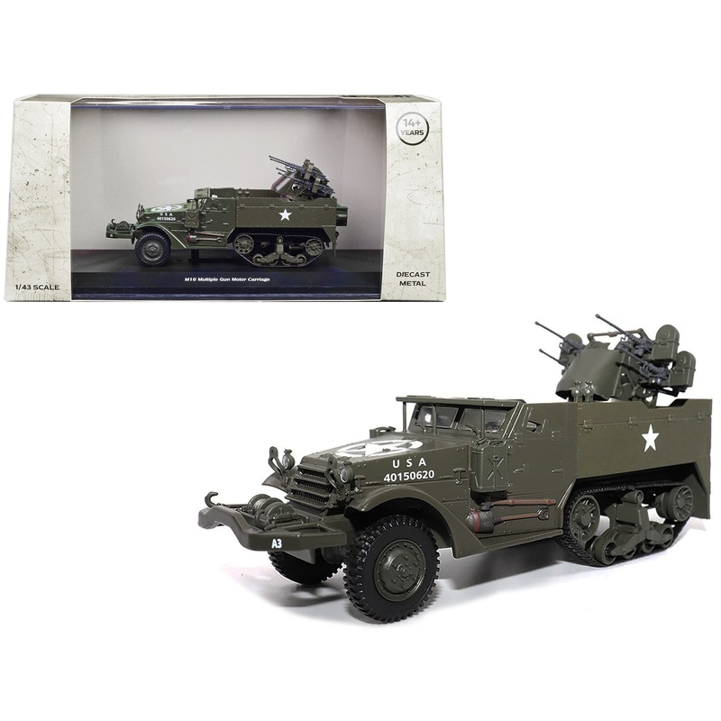 White M16 Multiple Gun Motor Carriage Olive Drab "United States Army" 1/43 Diecast Model by Militaria Die Cast