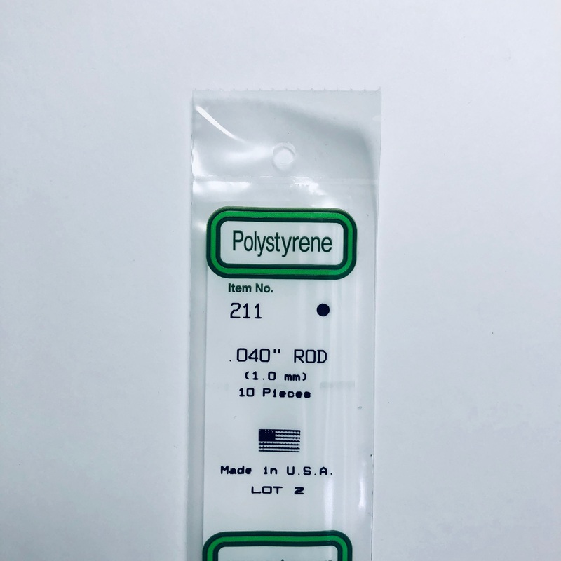 Evergreen 211 Styrene Plastic Rod 0.040" x 14"  (10)