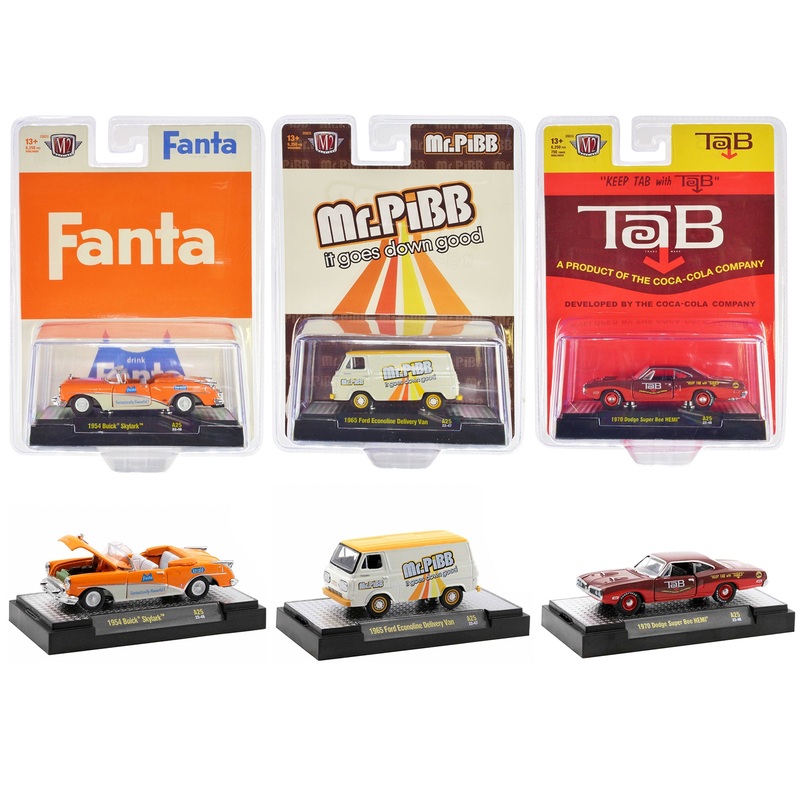 "Sodas" Set of 3 pieces Release 25 Limited Edition to 6250 pieces Worldwide 1/64 Diecast Model Cars by M2 Machines