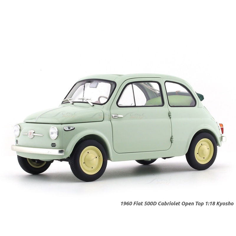 1960 Fiat 500D Cabriolet Open Top Green 1:18 Kyosho diecast scale model car collectible