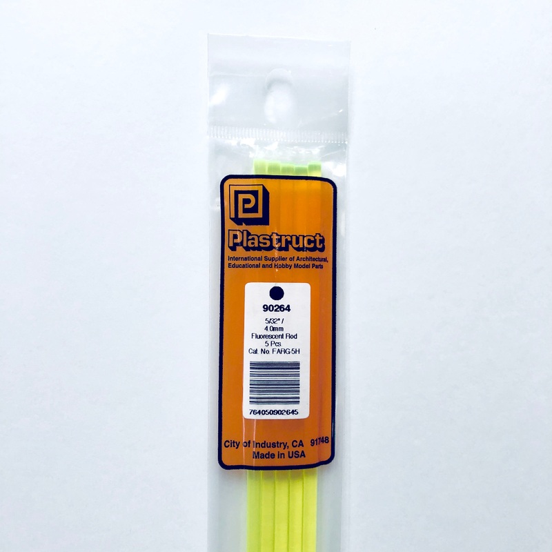 Plastruct 90264 Acrylic Fluorescent Green Rod 5/32"(4.0mm) x 10" (5)